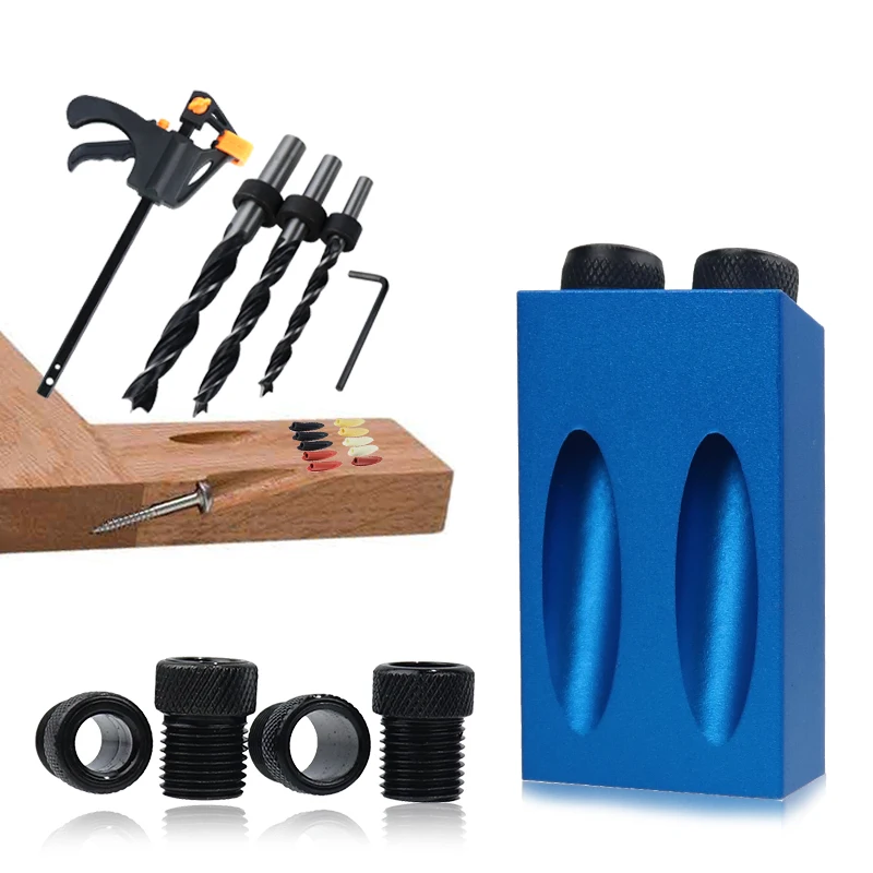 Carpintaria Oblíqua Buraco Locator Bits Bolso Buraco Jig Kit 15 Graus de Ângulo Broca Guia Grupo Perfurador Faça Você Mesmo Ferramentas de Carpintaria