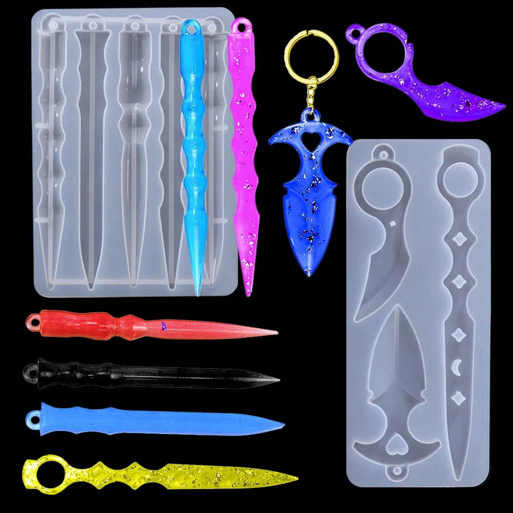 

Self-Defense Dagger Silicone Mold Portable Magic Wand Silicone Keychain Resin Tools DIY Pendant Crafts Crystal Epoxy Resin Mold