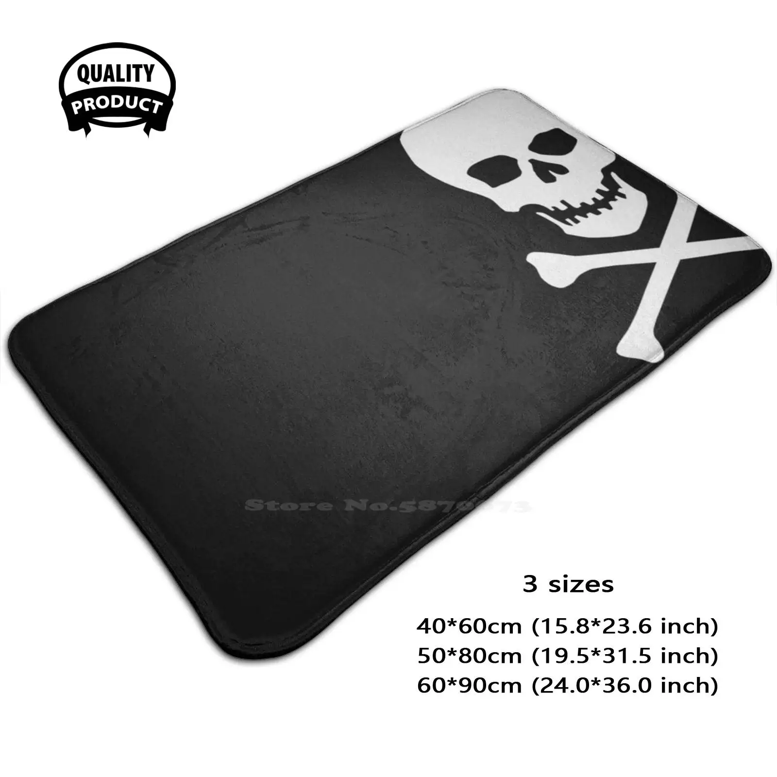 White Pirate Skull And Bones Soft Cushion Home Carpet Door Mat Car Rug Pirate Skull And Bones Flag Treasure Skeleton White Cool