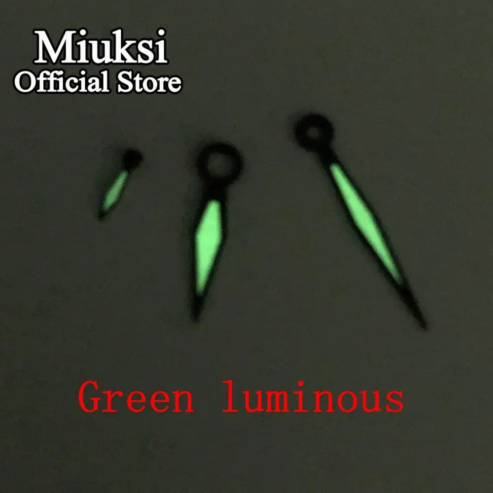 Miuksi black white watch hands green/blue luminous hands fit ETA 6497 6498 or Sea gull ST3600  ST3620 series movement