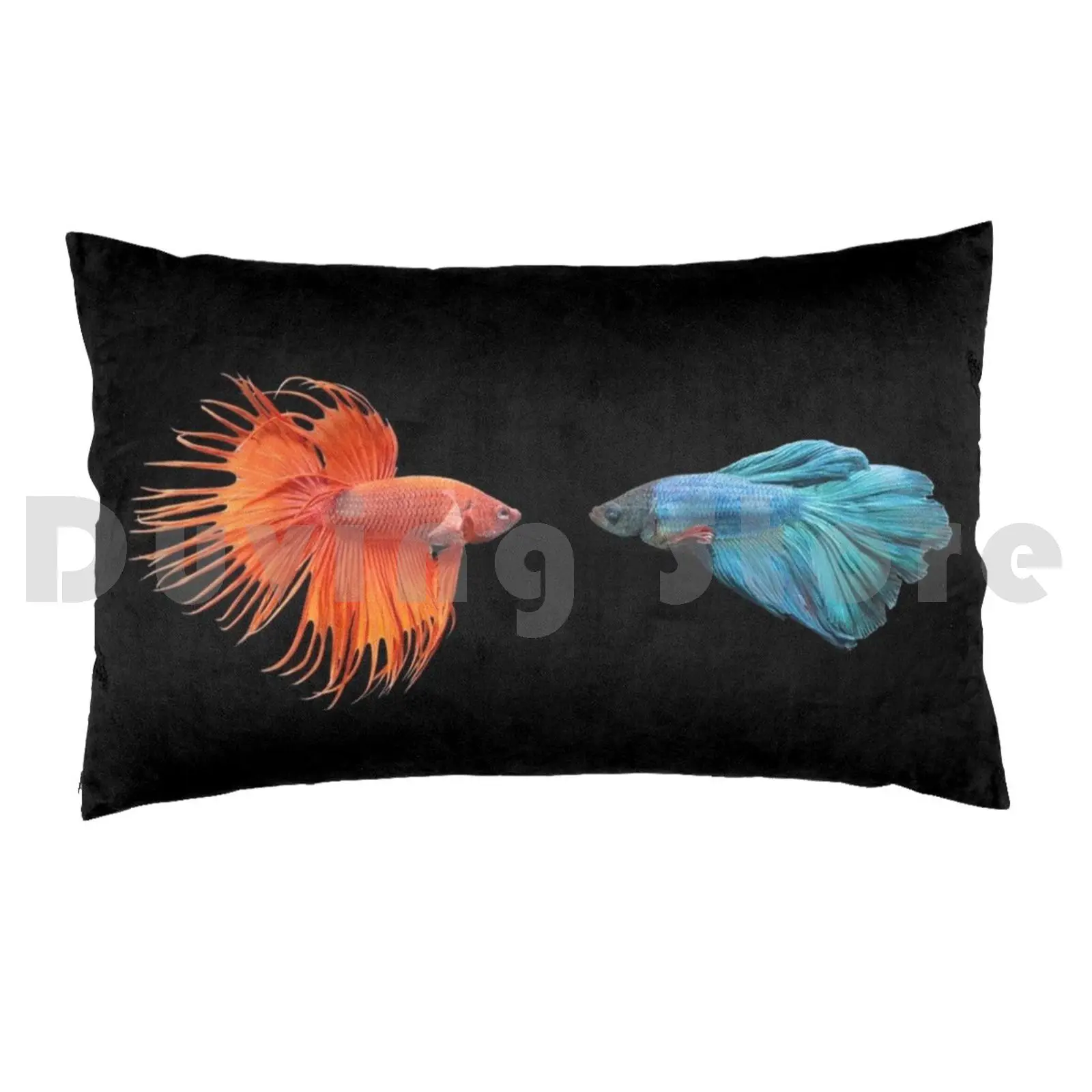 Betta Fish Pillow Case Printed 35x50 Betta Fish Betta Fish Animals Quarantine Black Orange Blue