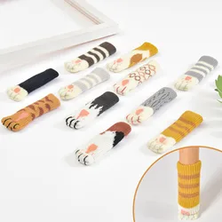 4-piece Table And Chair Foot Cover Cat Claw Knitted Socks Mute Wear-resistant Anti-skid Pad Door Handle Protective Sleeve