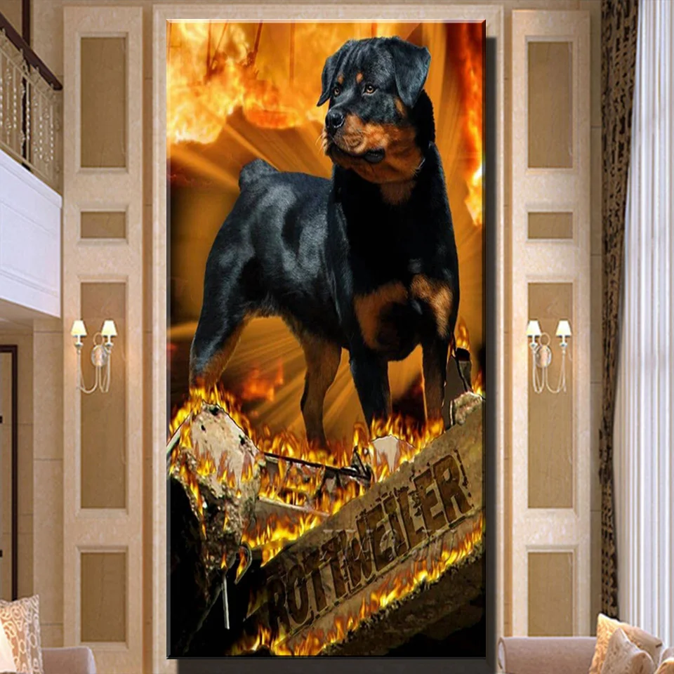 Large Diamond embroidery Rottweiler Dog,Modern decor mosaic 5d Diy diamond painting full square round drill,Pet New gift X323