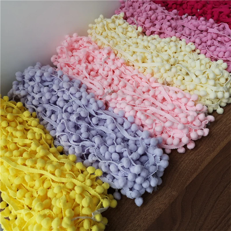 2.5cm Wide High Quality Cotton Lace Fabric Trim Ribbon Collar DIY Sewing Applique Pom 3D Fringe Tassel Pompom Wedding Decor