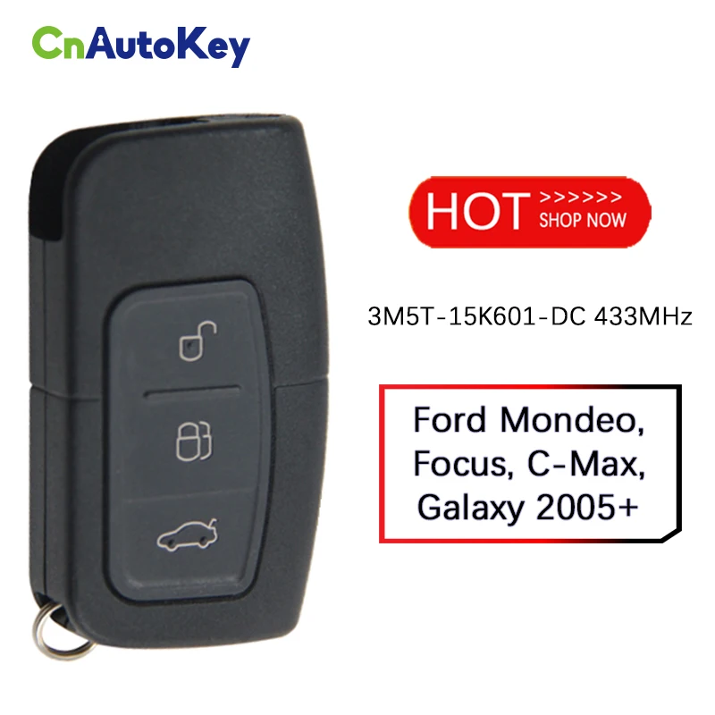 CN018048  For Ford Mondeo Focus C-Max Galaxy 2005+ Smart Key 3 Buttons 3M5T-15K601-DC 433MHz 1698112 Keyless Go