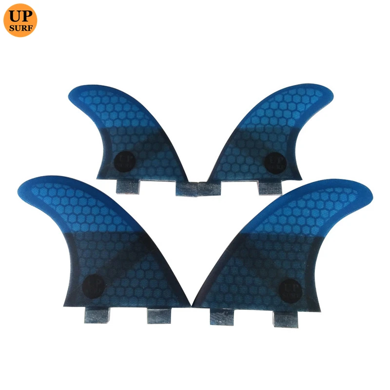 Surf Double Tabs Fins UK2.1 Honeycomb Fibre Blue Colors Surfboard Fin 4 Pieces in Per Set Quilhas pranchas de Upsurf Water Sport