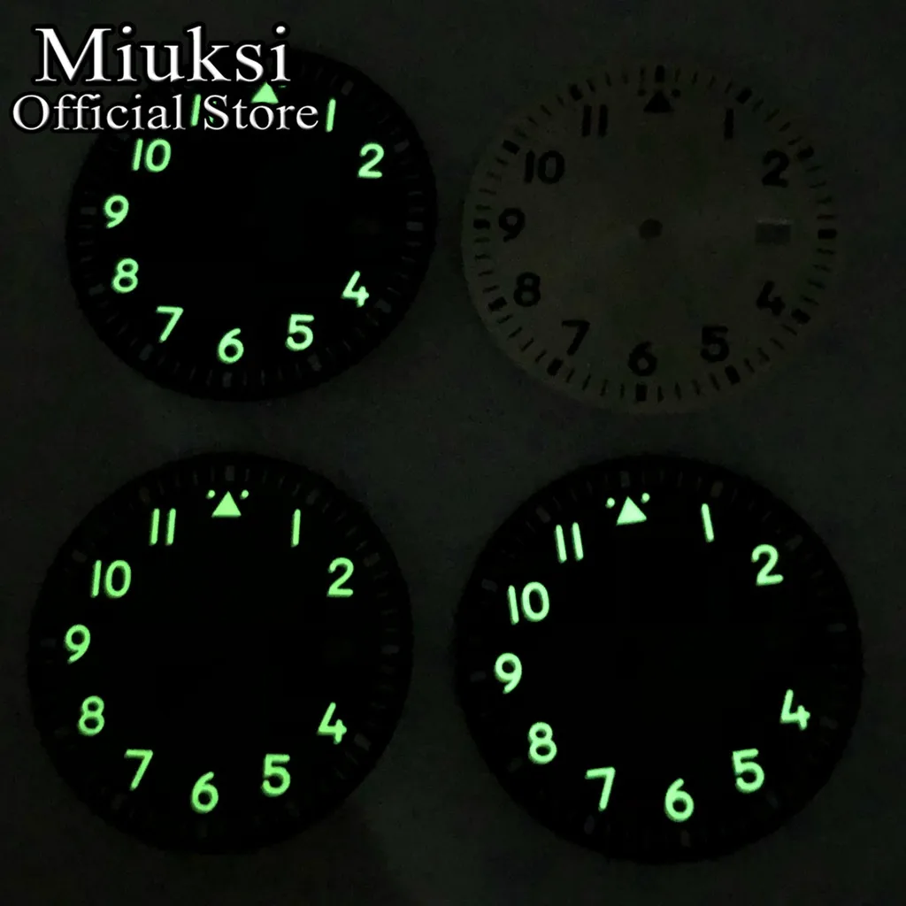 Miuksi 33.8mm preto prata verde azul mostrador estéril mostrador luminoso adequado para movimento NH35