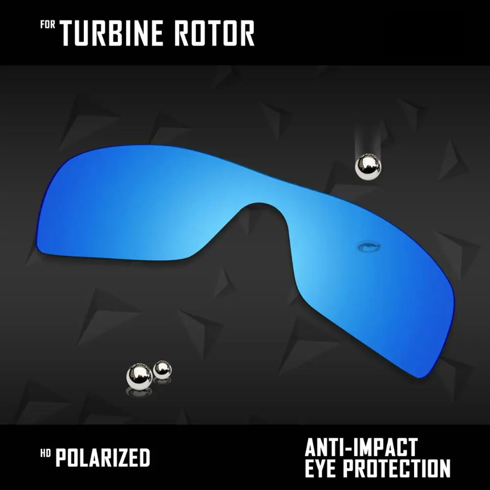OOWLIT 3 Pieces Polarized Sunglasses Replacement Lenses for Oakley Turbine Rotor OO9307 -Black & Silver & Ice Blue