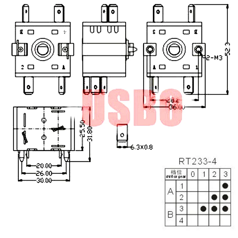 16A 3Pin 5Pin AC Electric Heater Gear Knob Switch 4Gear Rotary Selector Thermostat Switch 3Gear Temperature Control Switch 250V