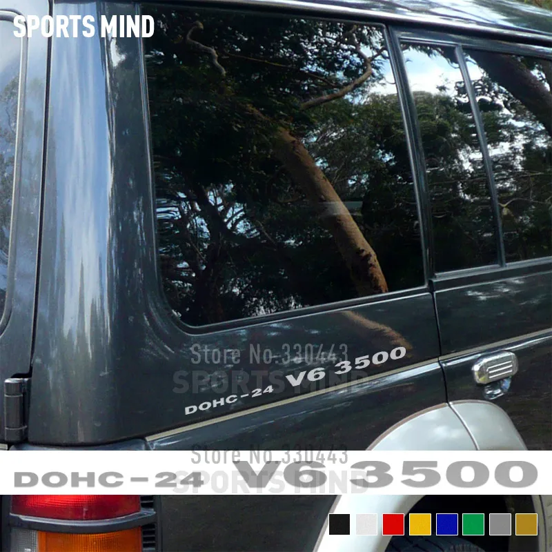 

2 X DOHC-24 V6 3500 Car Sticker Decal Automobiles Car Styling For Mitsubishi Pajero Shogun MK Delica L300 Accessories