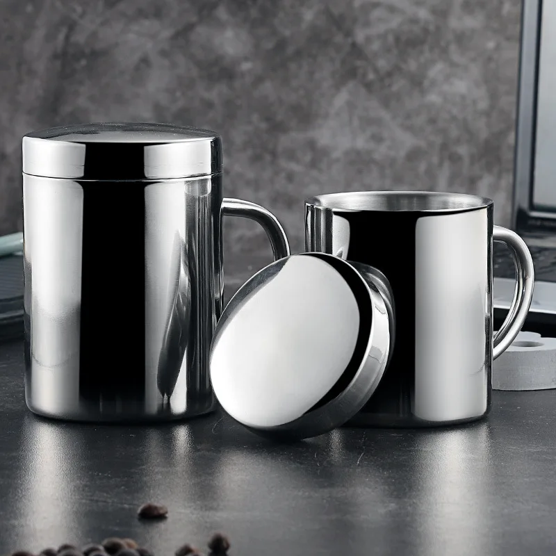 

Wholesale Customized Silver Double Wall Insulated 304 Stainless Steel Mug With Lid