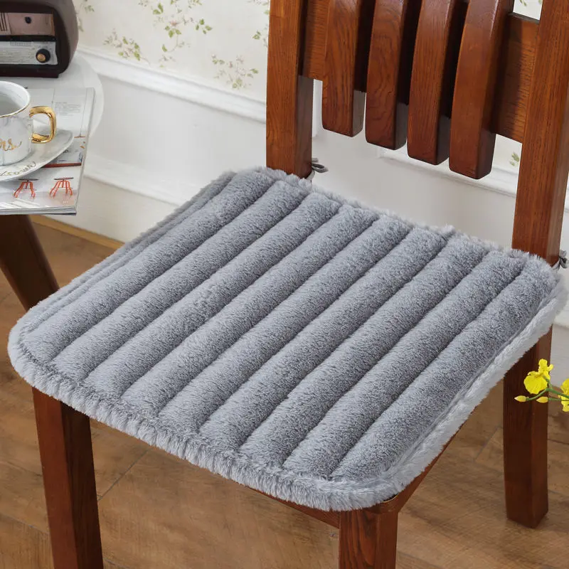 Plush Chair Seat Cushion With Bind Seat Cushion Pure Color Chair Pad Winter Seat Cushion Square Pad Fart Pad Dining Chair Mat