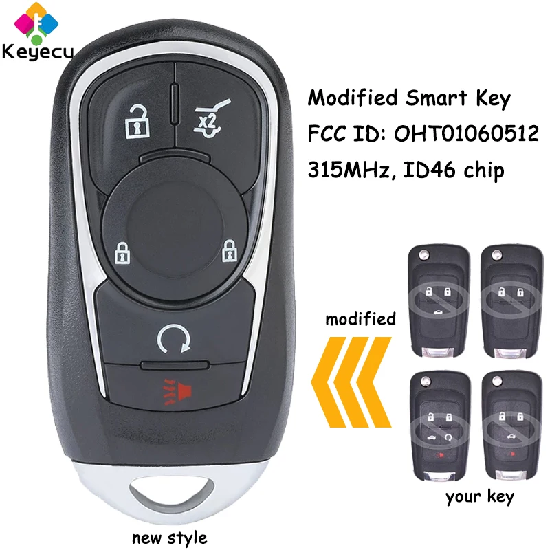 

KEYECU Modified Smart Remote Key With 315MHz ID46 Chip for Chevrolet Cruze Impala Malibu Camaro Sonic Equinox Fob OHT01060512