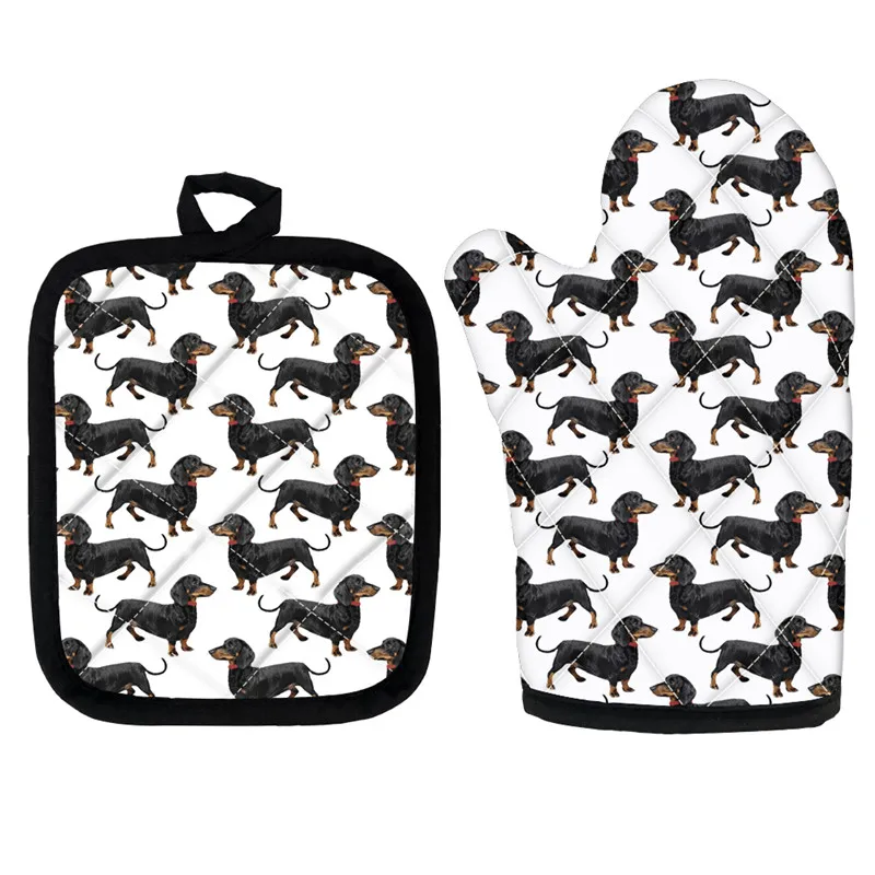 Guante para barbacoa para hornear en microondas, manoplas para horno y ollas para perro salchicha 2025, juegos resistentes al calor, manoplas de cocina
