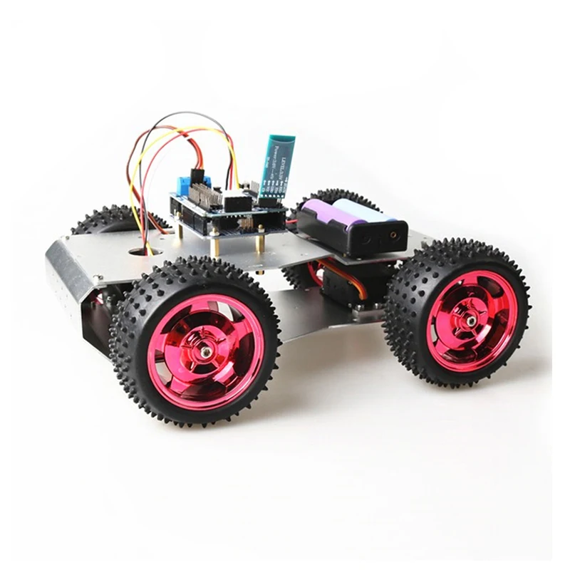 With Control Smart Metal Chassis Car with 85mm Rubber Wheel, 2pcs High Torque Motors, 1pcs Servo Unassembled RC Toy for Arduino