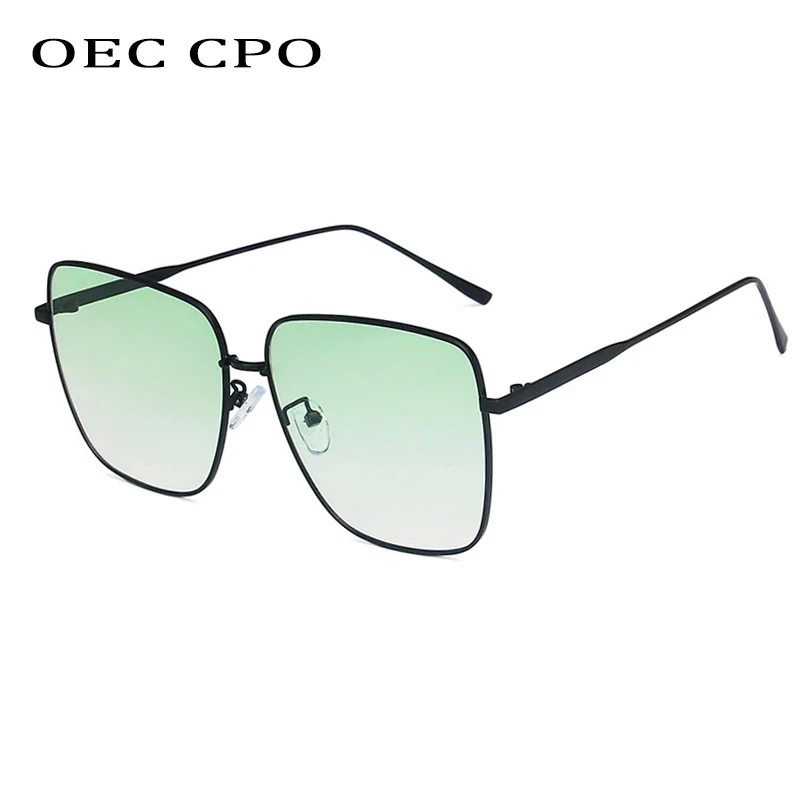 OEC CPO New Fashion Sunglasses Women Square Glasses Alloy Frames Retro Shades crystal Green Sun Glasses Ladies Female Oculos