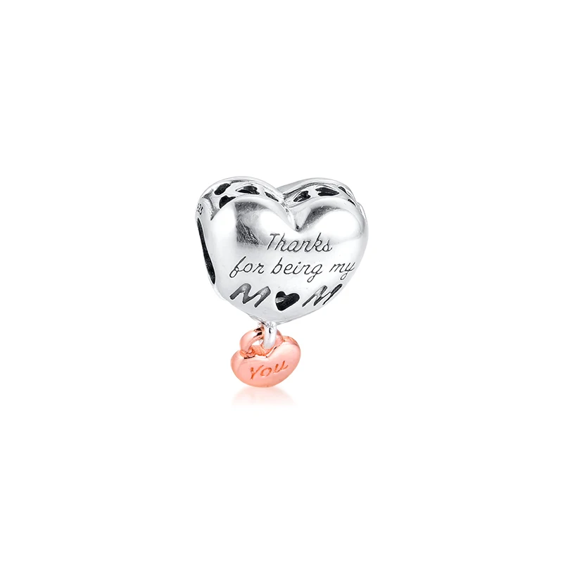 Love You Mum Heart Charm Fits Orignal Bracelets Woman DIY beads for jewelry making Silver kralen voor sieraden maken