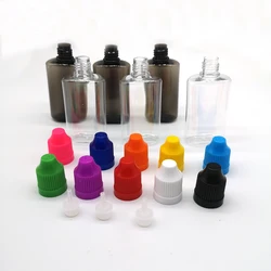 5PCS 30ML PET Plastic Empty Flat Dropper Bottles Eye Liquid Eye Clear Black Water Oils Vials Containers Long Tip Cap With Funnel