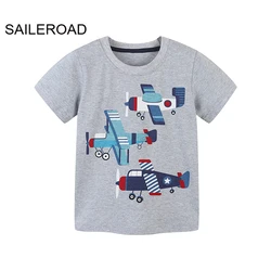 SAILEROAD Summer Boys Clothes Short Sleeve Cotton T-shirt Cartoon Airplane Baby Tops Girls Infant Toddler Blouses T-shirt