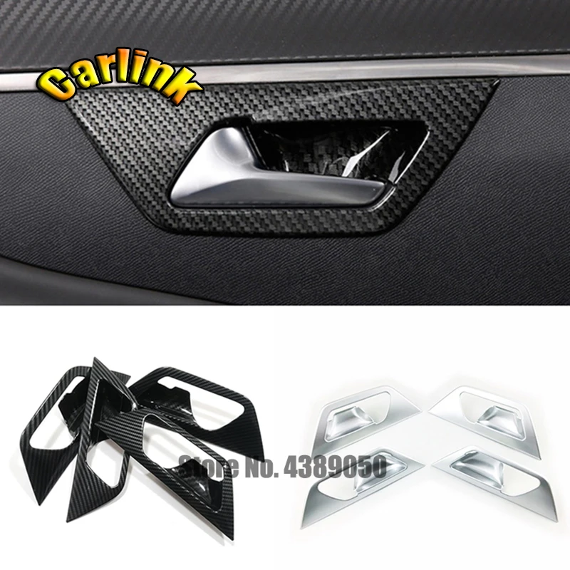 

For PEUGEOT 3008 GT 5008 2017-2021 ABS Matte/carbon fibre Car inner door Bowl protector frame Cover trim car styling 4pcs