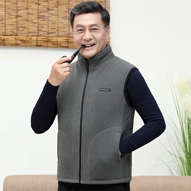 Men Vests New Men's Casual Plus Velvet Warm Vest Winter cashmere Vest Sleeveless Zipper Pocket Tops Male Waistcoat