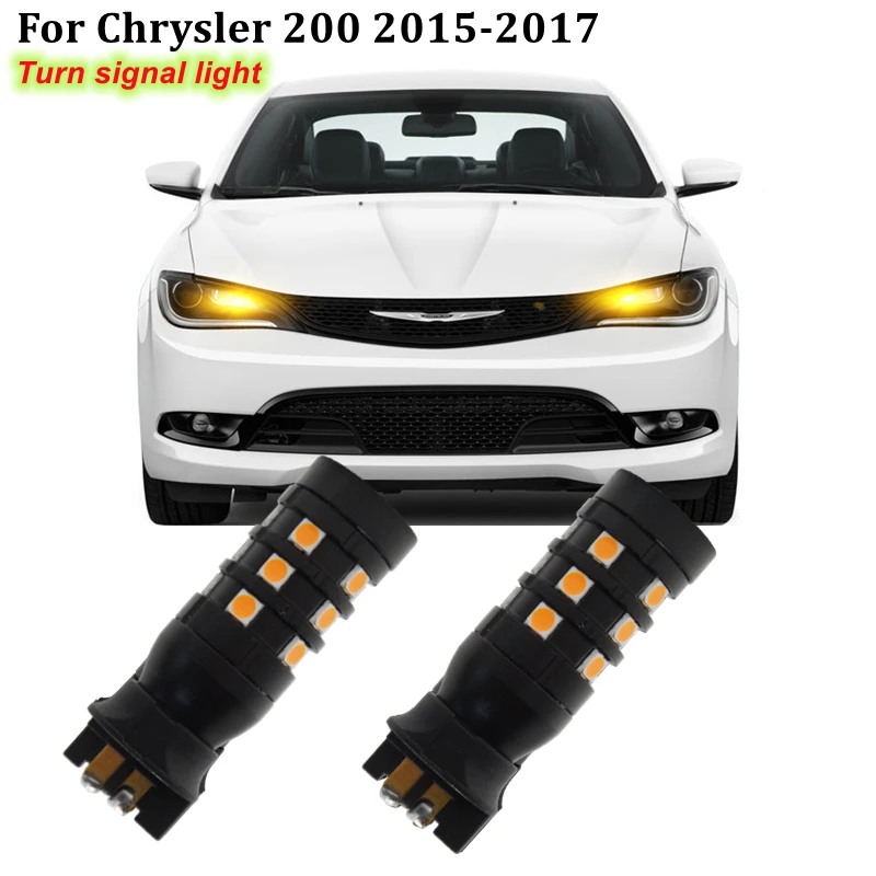 2x Error Free PW24W PWY24W Turn signal Lights LED Bulbs For 2015 2016 2017 CHRYSLER 200 turn signal light LED bulbs accessories