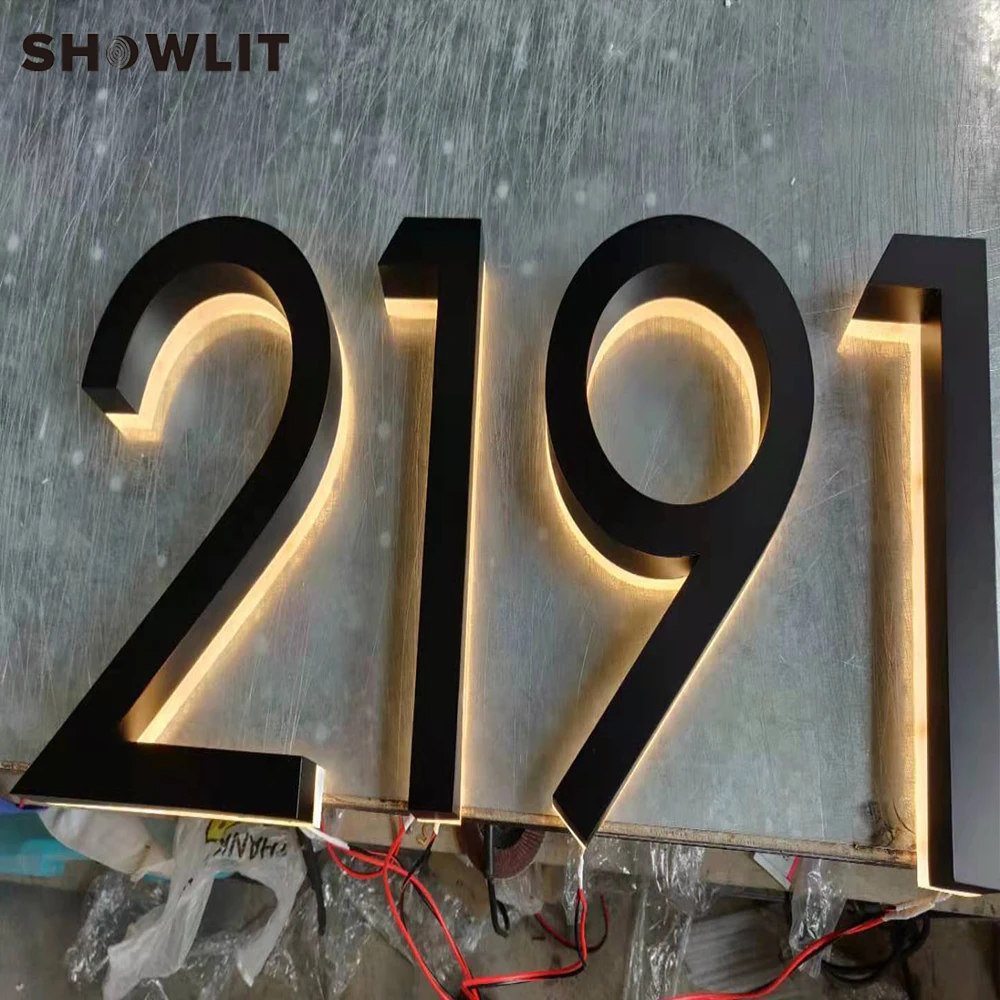 Black Door Number Stainless Steel Backlit Door Numbers