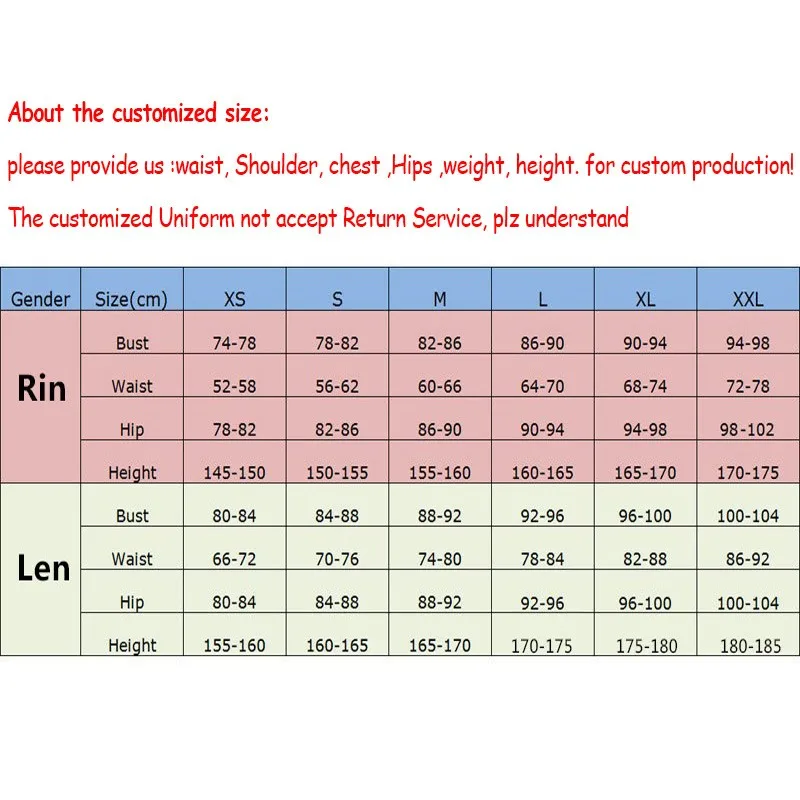 Anime Rin  Len Halloween Uniform Cosplay Complete Costumes Tops+Shorts