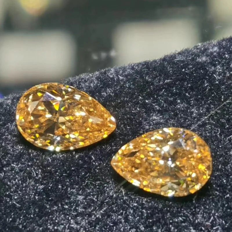 

Fashion style DVVS golden yellow color loose moissanites 1ct-6ct 1pcs pear shape Fancy cut moissaite diamond