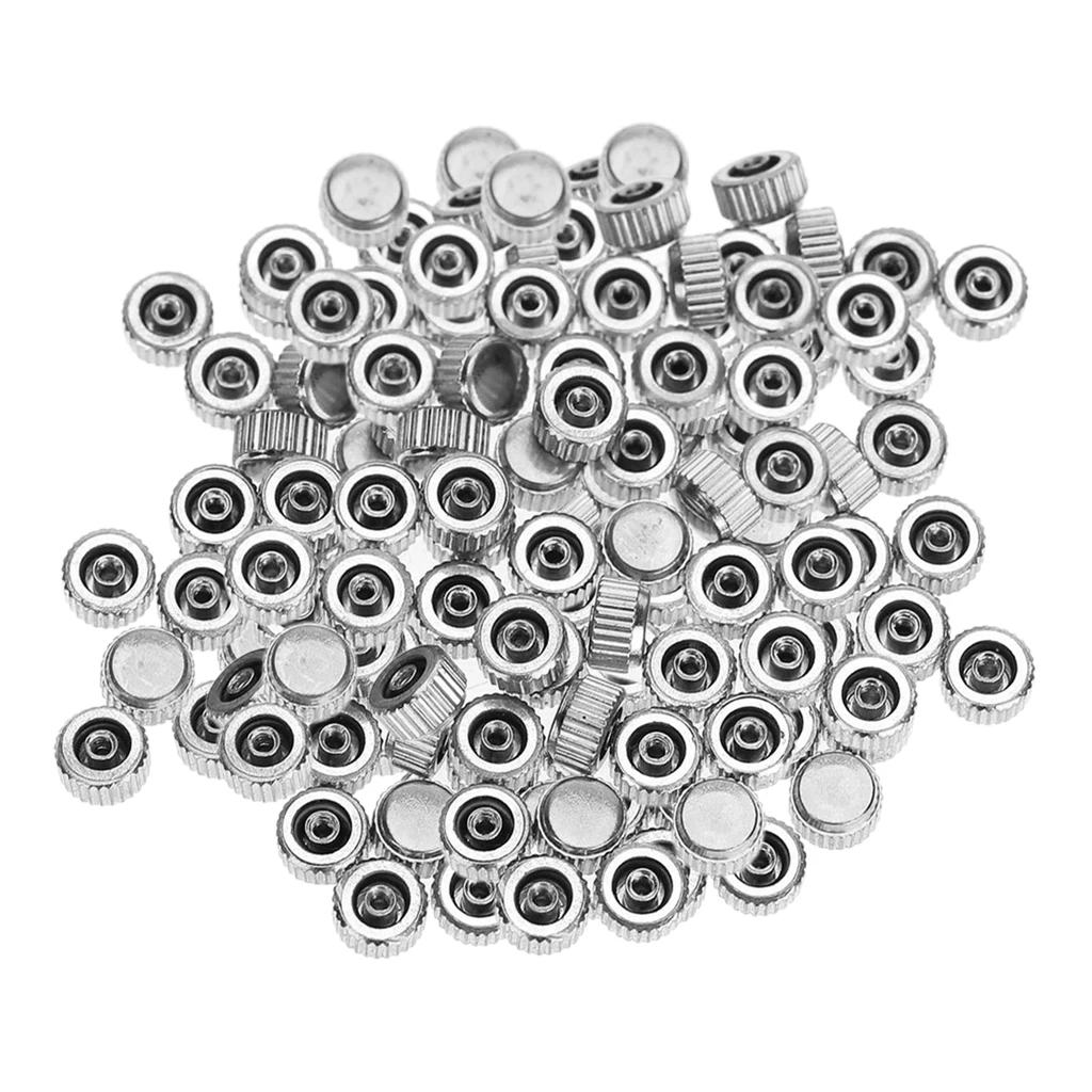 100pcs Watch Crowns For Quartz Watch Repairs Replace Watch Part Silver Tone