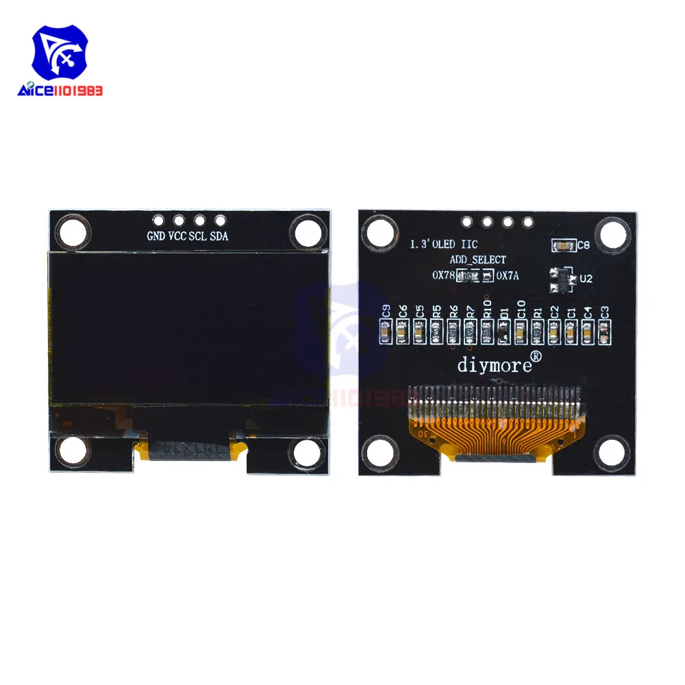 diymore 1.3" White/Blue 128*64 OLED LCD Display Module 4PIN IIC I2C Serial 128x64 SSH1106 for Arduino