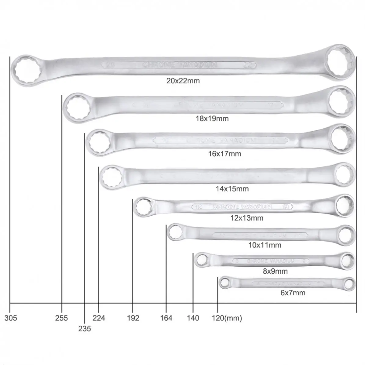 8pcs 6x7-20x22mm Double Ring Spanner Set Ratchet Wrench Set for Installation / Maintenance