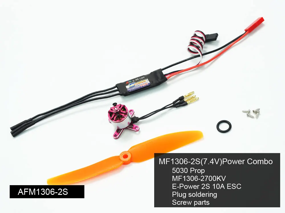 Mini Power System 2S Combo with 1306/1308 Motor, ESC, Servo, Propeller for Wingspan Below 800mm, Flying Weight Less than 230g