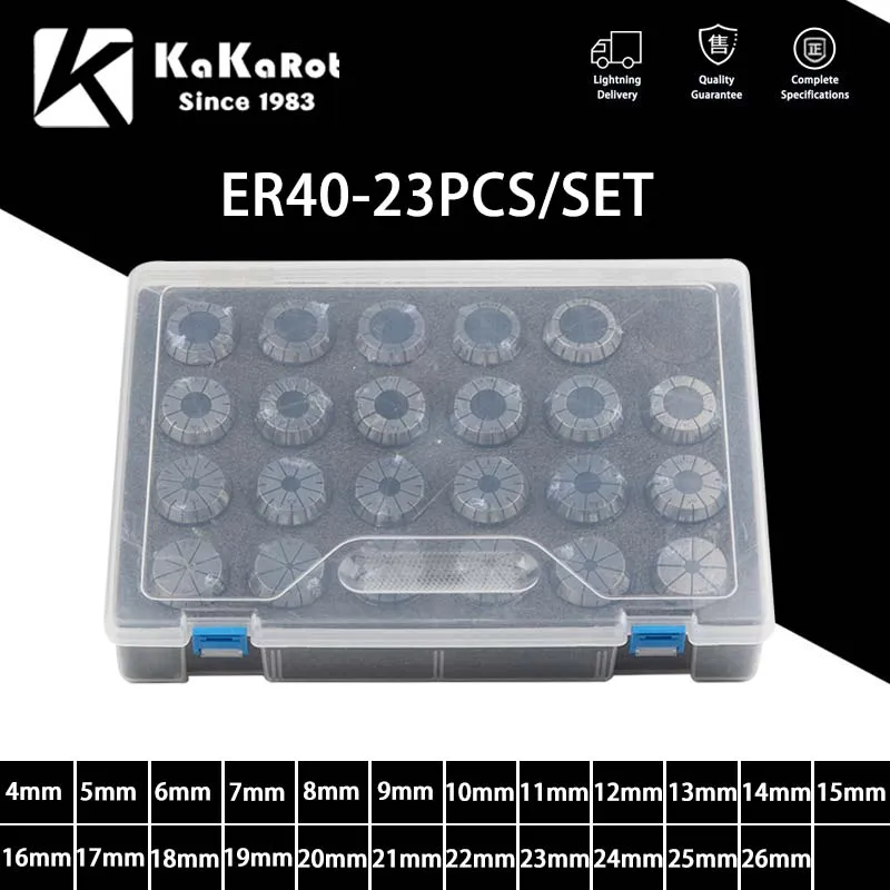 KaKarot 1Set ER Collet Chuck ER11 ER16 ER20 ER25 ER32 ER40 CNC Milling Tool Holder Engraving Machine Lathe Mill Spring Chuck CNC