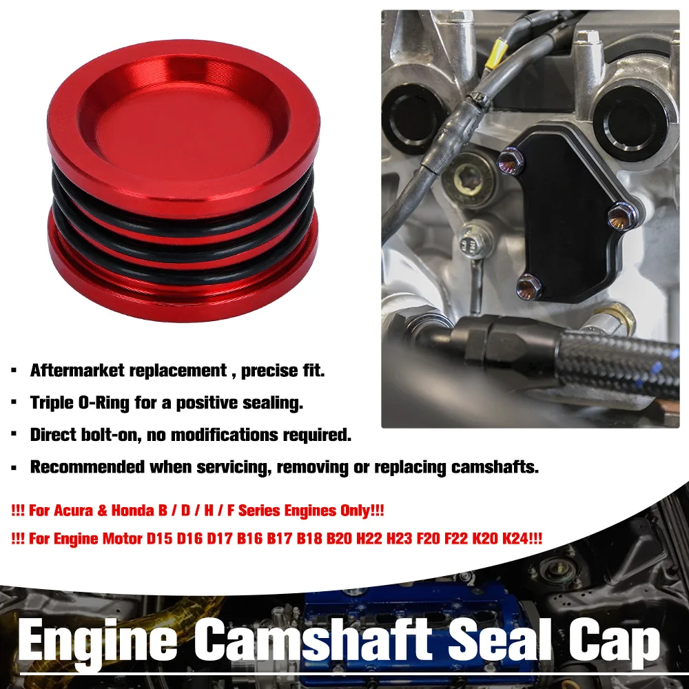 Camshaft Cam Shaft Seal Cover Cap Plug Triple O-Ring Aluminum Front Replacement For Honda Acura B D H F Series Engine Motor