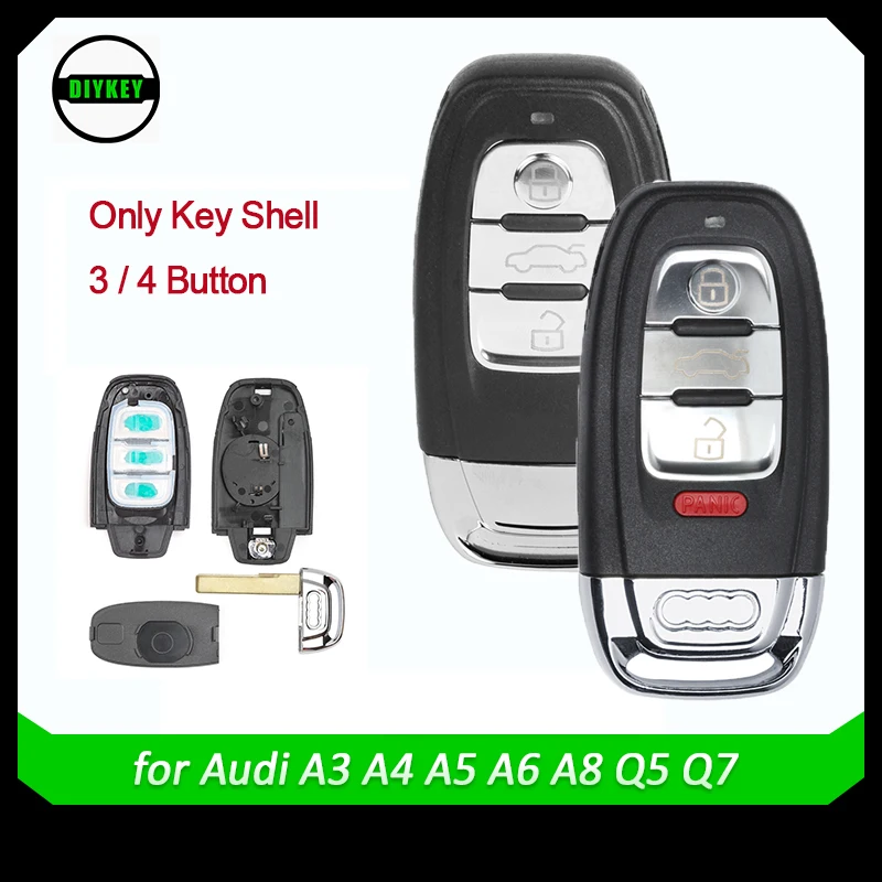 

Умный пульт дистанционного управления DIYKEY, корпус 2008 кнопки для Audi A3 A4 A5 A6 A8 Quattro Q5 Q7 A6 A8 2009 2010 2011 2012 FCC: iyzsbfb802