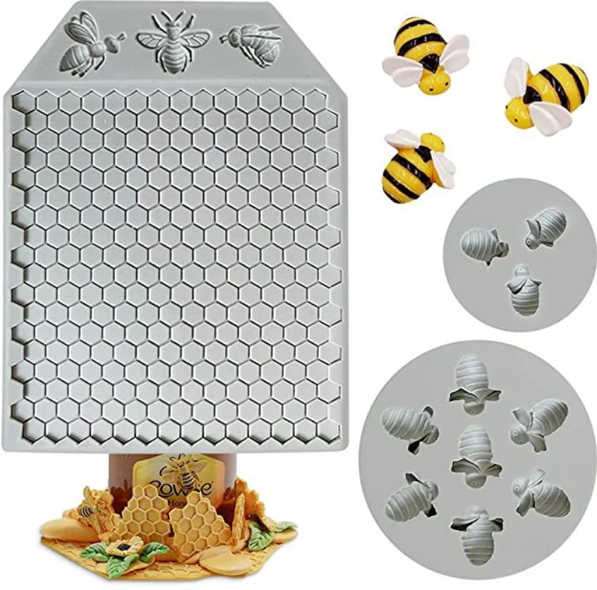 Honeycomb Bee Silicone Pastry Mold Epoxy Glue DIY Fondant Chocolate Cake Decoration Mould Kitchen BakingTools Plaster Resin Mold