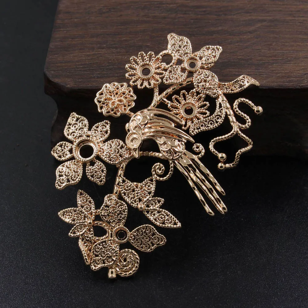 6pcs Brass Casted Lotus Flower Bird Leaf Branch Charms Pendant Stamping Home Office Decoration Quality DIY Jewelry Accessories