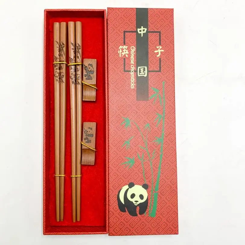 Handmade Chinese Chopsticks Cutlery Tableware Set Panda Chopsticks Gift Box Set Natural Wooden Chopsticks Dinnerware Set