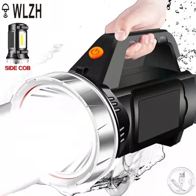 Portable LED Searchlight Long Range Spotlight Waterproof Solar Rechargeable Search Light Outdoor Lighting For Hunting Fishing