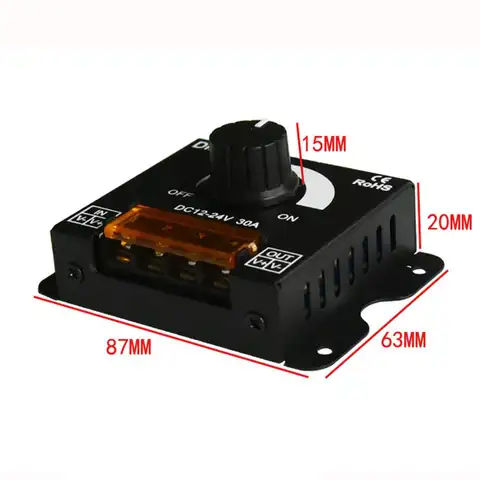 DC12V-24V LED डिमर 30A 360W एडजस्टेबल ब्राइटनेस डिमिंग LED लैंप स्ट्रिप लाइट ड्राइवर सिंगल कलर कंट्रोलर स्टेपलेस डिमर 10 best sales 12v लाइट डिमर - №4