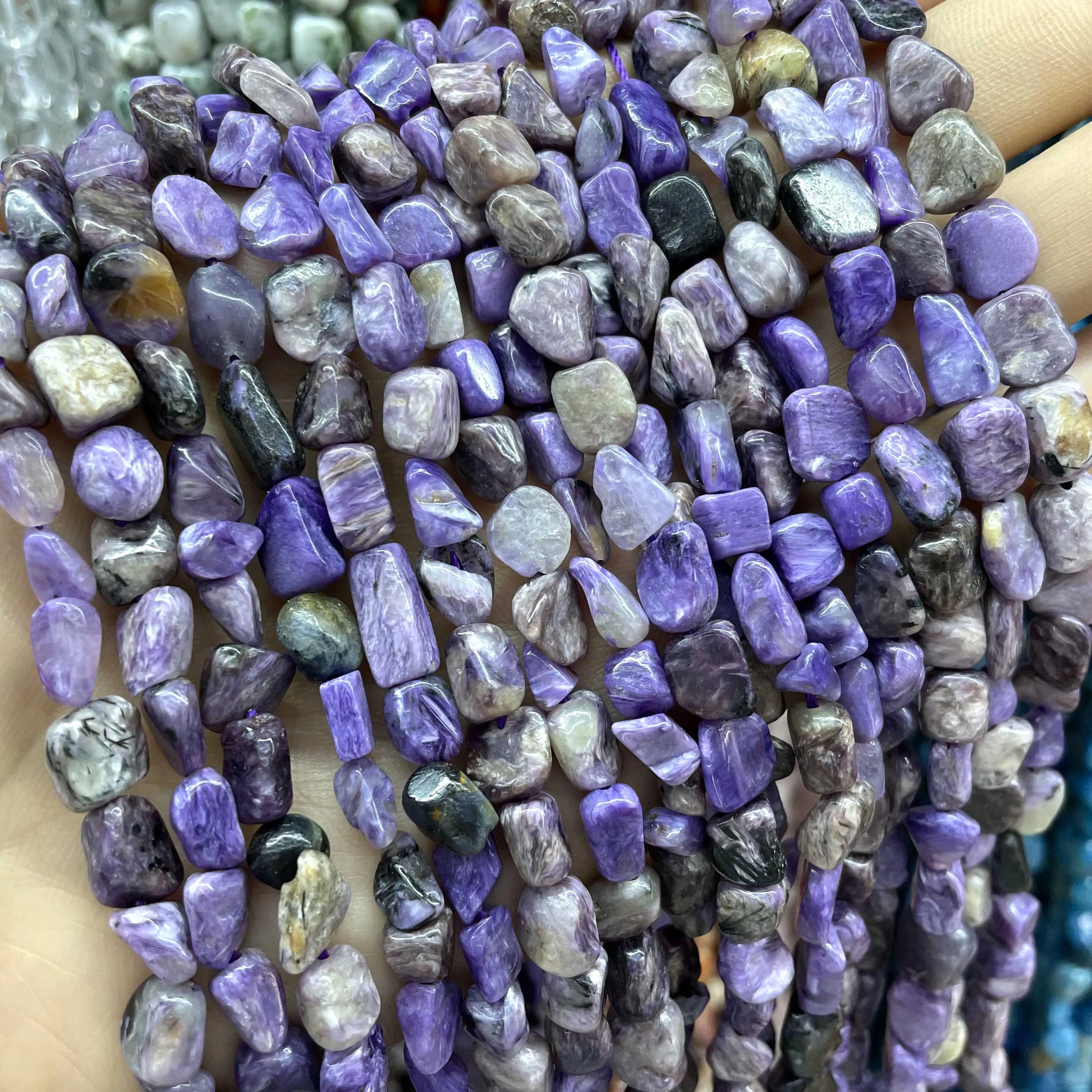 5-12mm Irregular Natural Genuine Charoite Purple Loose Spacer Beads For DIY Jewelry Making Bracelet Necklace Accessories 15\'\'