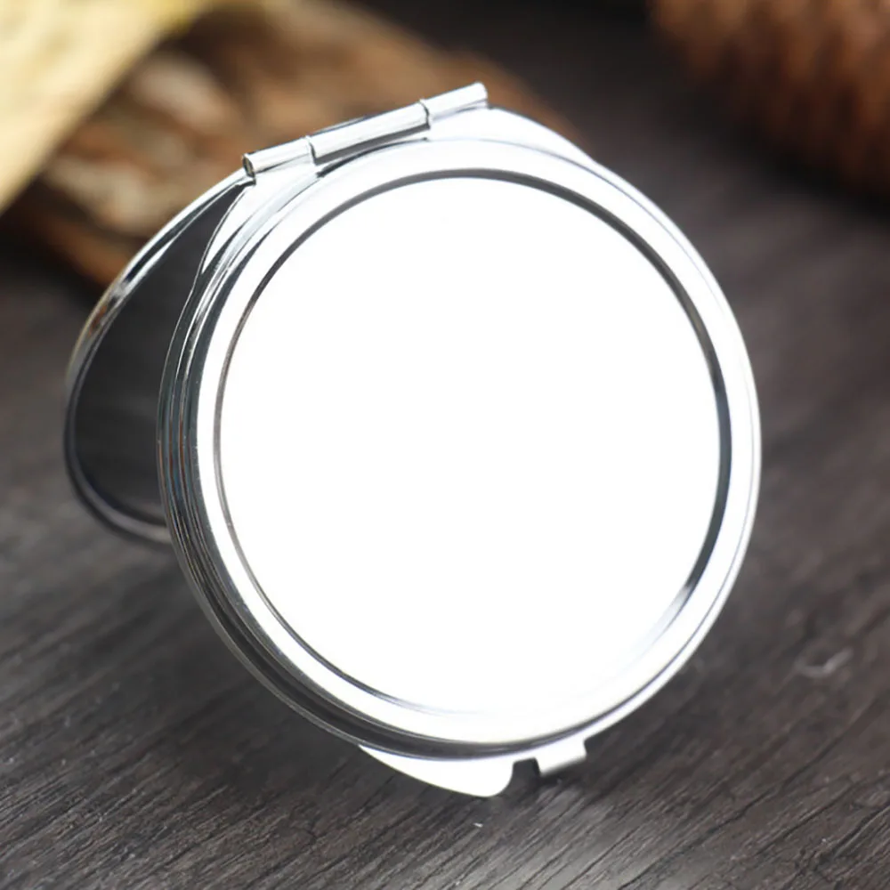 5 Kits 50mm Silver Blank Compact Mirror Round Metal Make Up Pocket Mirror DIY Gift for XMAS+50mm Clear Epoxy Sticker