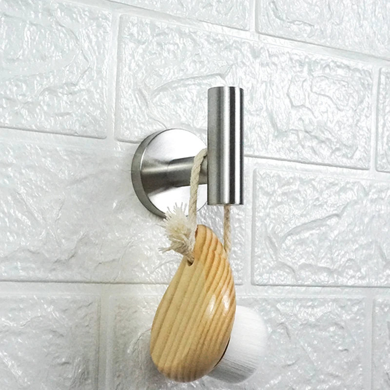 Brushed Stainless Steel Wall Mounted Hand Towel Bar Toilet Paper Holder Robe Towel Hooks Kitchen Bathroom Accessories Set Round 3