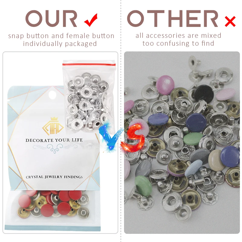 DIY Snap Buttons Fasteners Metal Snaps Press Studs Sewing  Accessories Fabric Buttons For Clothing/Jackets/Jeans/Bags