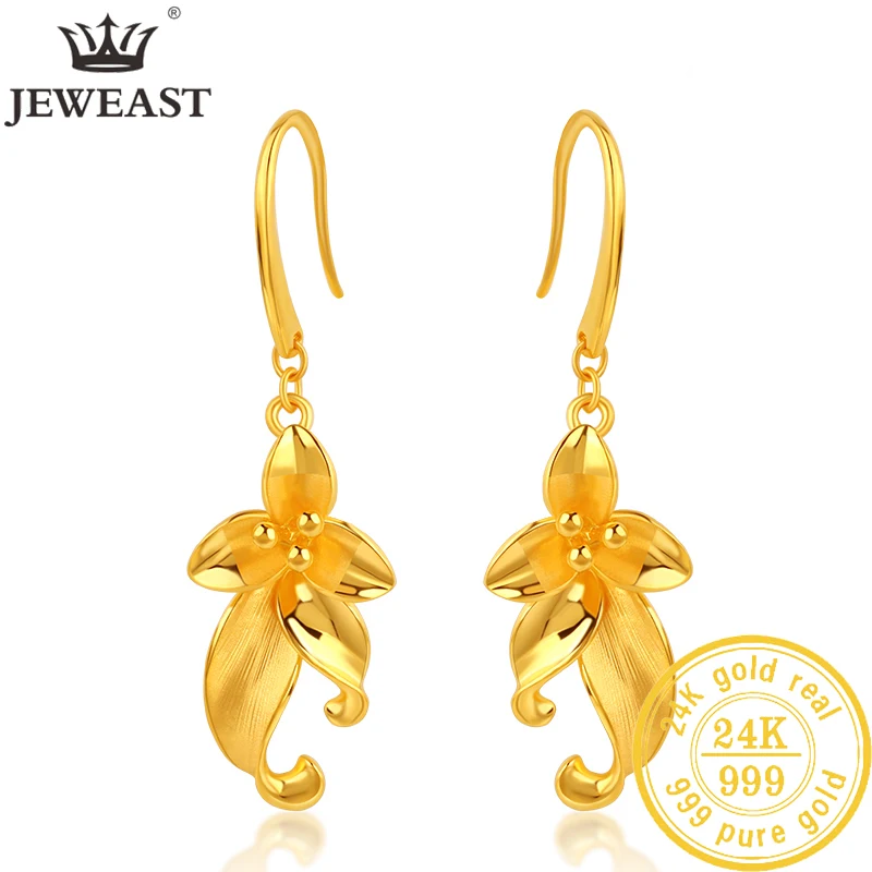 

JJJ 24K Pure Gold Earring Real AU 999 Solid Gold Earrings Nice Good Hollow Tassel Upscale Trendy Fine Jewelry Hot Sell New 2023