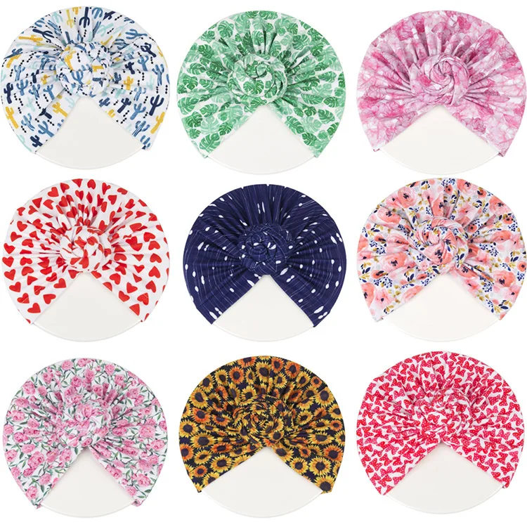 Newborn Infant Baby Mom Turban Hat Bows Flower Head Wrap Leopard India Hat Cotton Girl Boy Cap Parent-child Suit Beanie