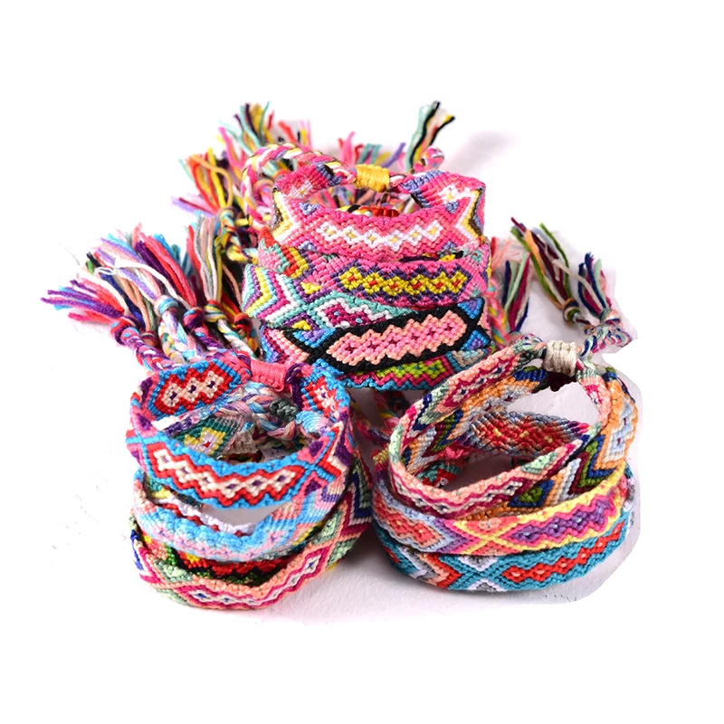 Braided Friendship Charm Bracelet for Women Fashion Bohemian Handmade Weave Cotton Rope Charm Femme Pulseras Dropshipping