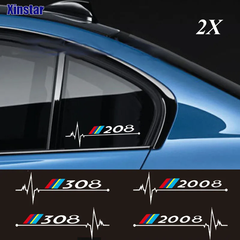 2Pcs Car Windows Sticker For Peugeot 2008 3008 208 308 106 107 108 206 207 208 306 307 508