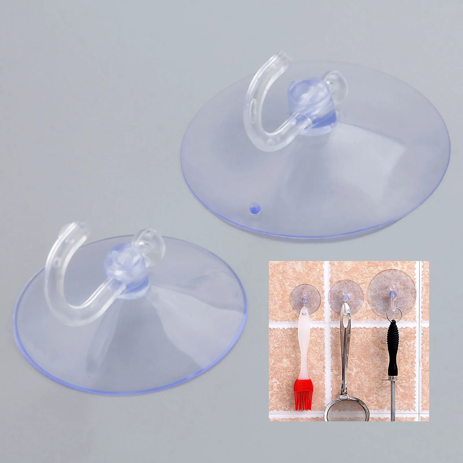 5Pcs 60/80mm PVC Transparent Suction Hooks Strong Hanger Cup Sucker for Bathroom Kitchen Office Smooth Surface Glass Window Wall